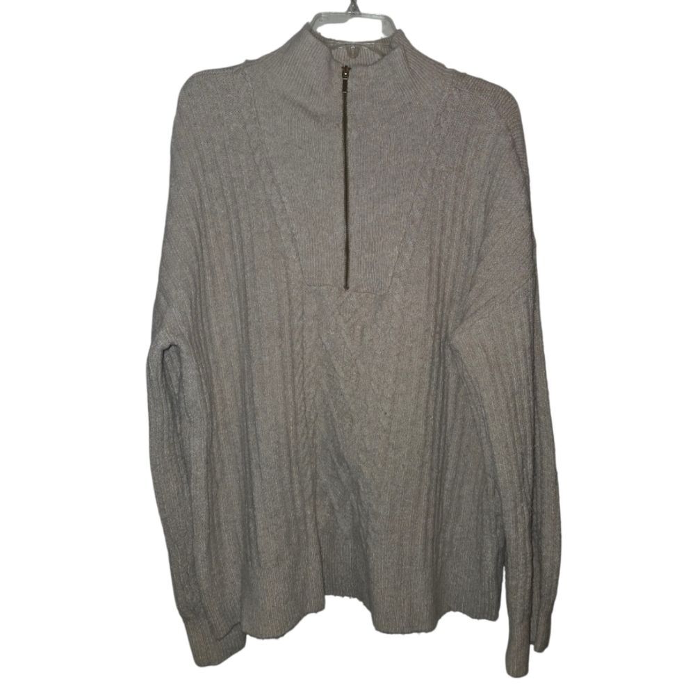 St. John's Bay Men's Quarter Zip Cream Winter Sweater